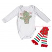 White Baby Jumpsuit Sparkle Rhinestone My 1st  Cinco De Mayo Cactus Print & Warmer Set TH657